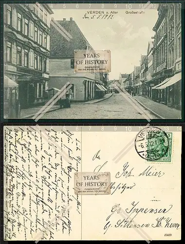 Orig. AK Verden an der Aller Großestraße 1912 gelaufen