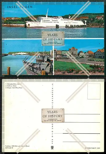 Orig. AK Insel Rügen Schweden Fähre Saßnitz Hafen bergen Karl-Marx-Platz