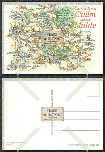 AK Landkarte Zwischen Collm und Mulde DDR Postkarte