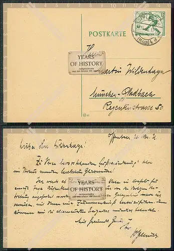 Postkarte mit Briefmarke Fußball Olympische Spiele Berlin 1936 gelaufen