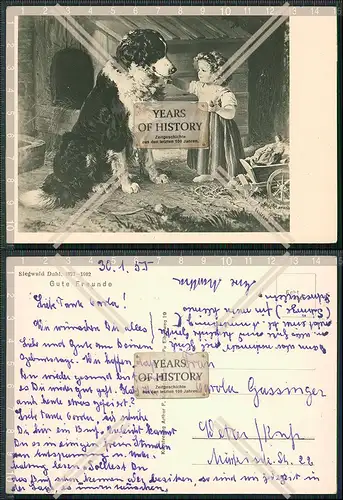 AK Künstler Kleines Mädchen Hund Bernhardiner - Gute Freunde - Siegwald Dahl 