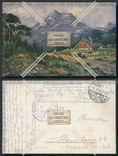 AK Künstler H. Lissmann Landschaft Bauernhaus Berge 1916 Feldpost gelaufen