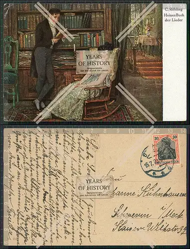 AK NPG Nr. 215 Heines Buch der Lieder Frau im Schaukelstuhl  1920 gelaufen