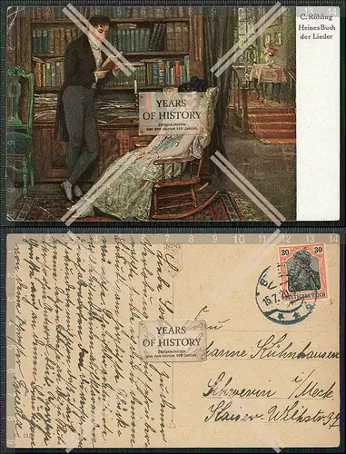 AK NPG Nr. 215 Heines Buch der Lieder Frau im Schaukelstuhl  1920 gelaufen 