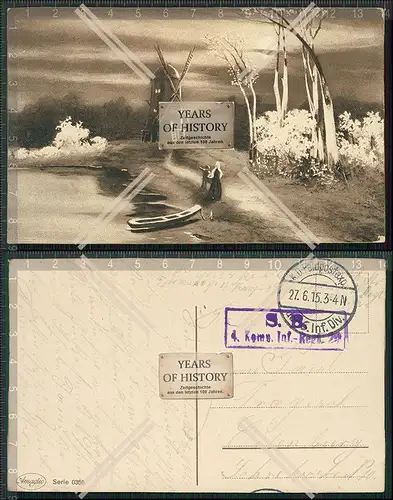 AK Künstler Amaglio Landschaft am Fluss mit Windmühle 1915 Feldpost gelaufen 
