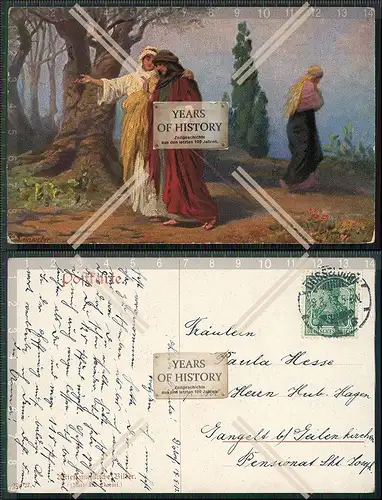 AK Naemi und Ruth Leinweber, R., Die Heilige Schrift, Serie IV, Bild 1 1913 gel