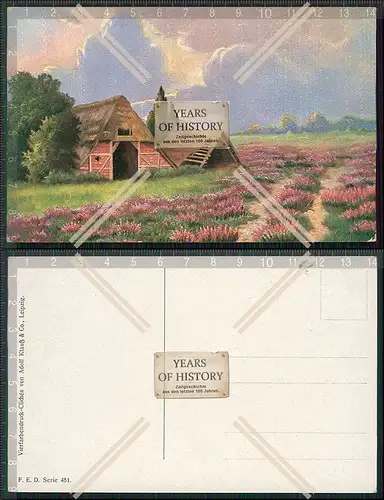 AK Künstler Heide Fachwerk Scheune Soltau Walsrode Fallingbostel 