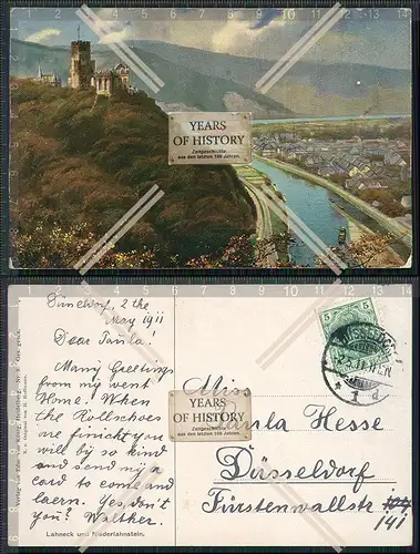 AK Lahneck Niederlahnstein Rhein Verlag Koenig Nr. 8 Hoffmann, H. 1911 gelaufen