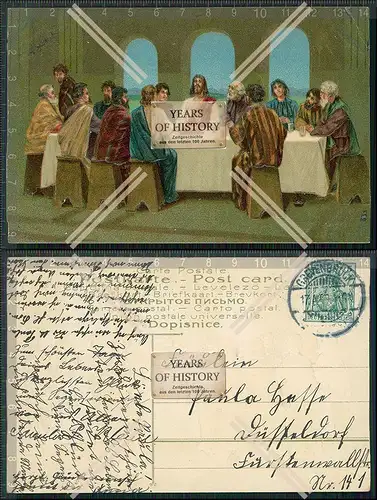 AK Künstler Präge Jesus mit seinen Jüngern ? Abendmahl 1909 gelaufen