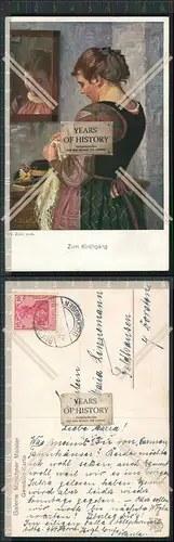 AK sign. C. Zopf Zum Kirchgang herrichten Galerie Münchner Meister 1912 gelauf