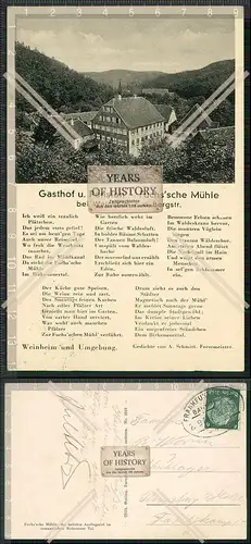 AK Weinheim Bergstraße Gasthof Pension Fuchs sche Mühle 1937 Bahnpost gelaufe