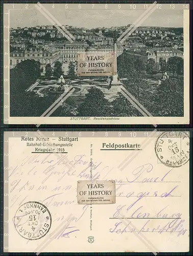 AK Stuttgart Residenzschloss Feldpost Karte 1915 gelaufen