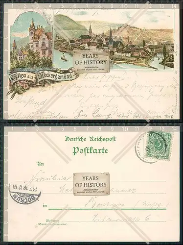 AK Litho Neckargemünd 1898 gelaufen