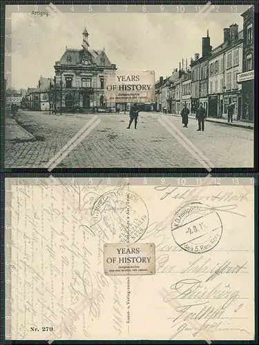 AK Attigny Ardennes Marktplatz Rathaus Deutsche Soldaten Bernardy 1915 Feldpost