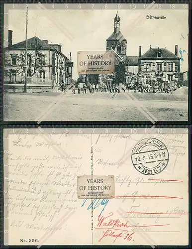 AK Betheniville Marne Partie am Marktplatz 1915 Feldpost gelaufen