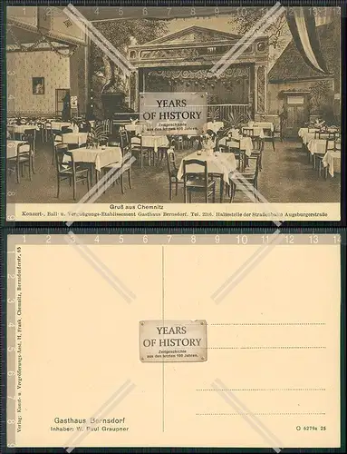 AK Chemnitz Sachsen Gasthaus Gasthof Bernsdorf Augsburger Straße 1913 Inhaber