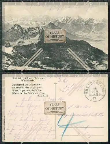 AK Hochries Panorama Blick zum Wendelstein Bayerische Alpen 1917 gelaufen