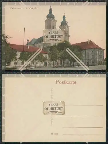 AK Waldsassen Oberpfalz Kirchplatz mit Kirche Karte um 1910