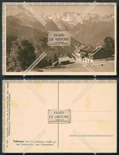 AK Eckbauer Partenkirchen Dreitorspitze Oberrheintal Karte um 1930