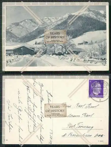 Künstler AK bayerische Winterlandschaft mit Dorf Tal und Berge 1943 gelaufen