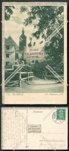 AK Mindelheim Unterallgäu Alte Mindelbrücke unteres Tor 1929 gelaufen