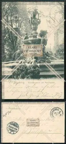 AK Nürnberg Kunst Brunnen am Marienplatz 1908 Soldat Musketier nach Bielefeld 