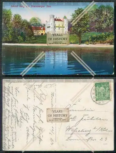 AK Schloss Berg am Starnberger See König Ludwig II. 1923 gelaufen