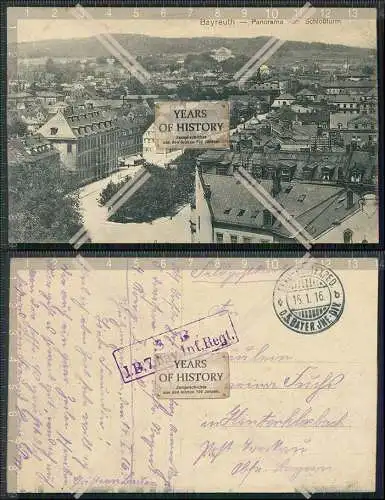 AK Bayreuth Panorama vom Schlossturm 1916 Feldpost bayrisches Infanterie Regime