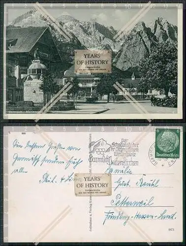 AK Garmisch-Partenkirchen Marienplatz 1937 Stempel Schauplatz der Olympischen W