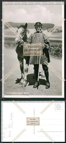 Foto AK Rieser Bauer in Tracht Alter Mann mit Pferd Mantel Melonenhut 