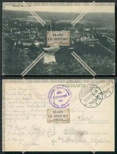 AK Hann. Münden Teilansicht Ortsansicht von Anhöhe 1912 Brief Stempel gelaufe