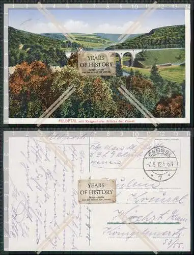 AK Fuldatal Kassel Kragenhofer Brücke mit Landschaft 1918 Feldpost gelaufen 