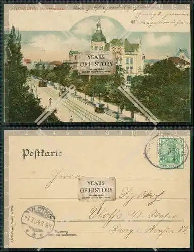 AK Hannover Georgstraße Tram Kutsche Straßenbahn Droschke 1904 gelaufen 