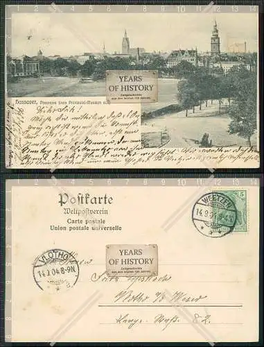 AK Hannover Panorama vom Provinzial Museum aus gesehen 1904 gelaufen