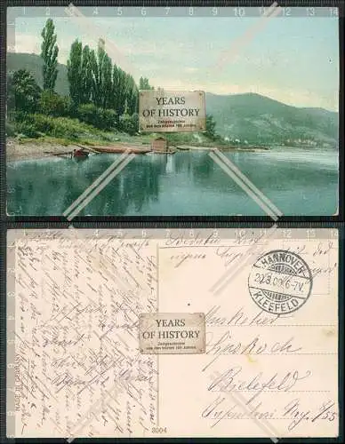 AK Künstler  Flusslandschaft 1909 Feldpost Musketier von Hannover nach Bielefe