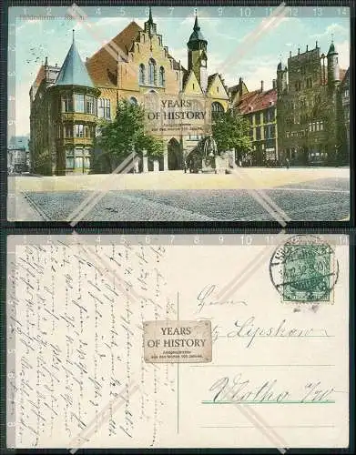 AK Hildesheim Rathaus mit Brunnen 1912 gelaufen