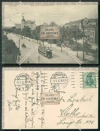 AK Hannover Blick Hannoversche Bank Straßenbahn 1912 gelaufen