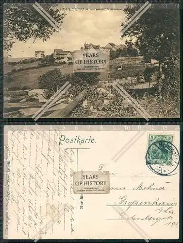 AK Hohegeiß Braunlage Harz Blick auf Villenviertel 1912 gelaufen