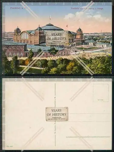 AK Frankfurt  Main Festhalle mit Meßhäusern und Anlage Karte um 1915
