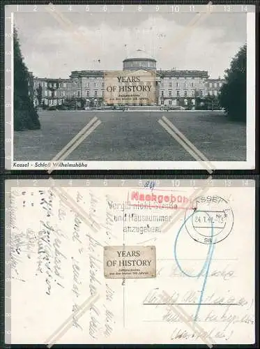 AK Kassel Schloss Wilhelmshöhe 1941 roter Stempel Nachgebühr gelaufen