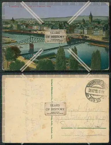 AK Frankfurt am Main Eiserner Steg uvm. 1918 Feldpost gelaufen