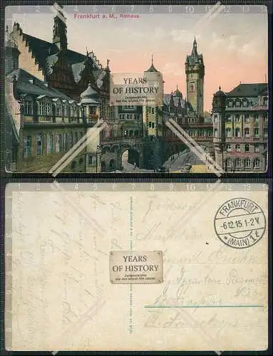 AK Frankfurt Main Rathaus Paulusplatz Einheitsdenkmal Straßenbahn 1915 Feldpos