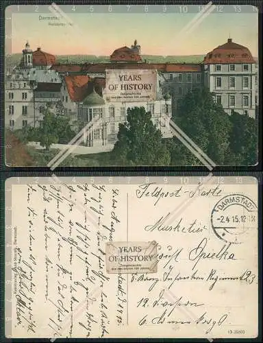 AK Darmstadt Hessen Residenzschloss Palais Jagdschloss 1915 Feldpost gelaufen