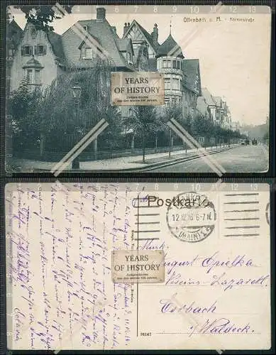 AK Offenbach Main Hessen Körnerstraße Villen 1916 Feldpost Frankfurt gelaufen