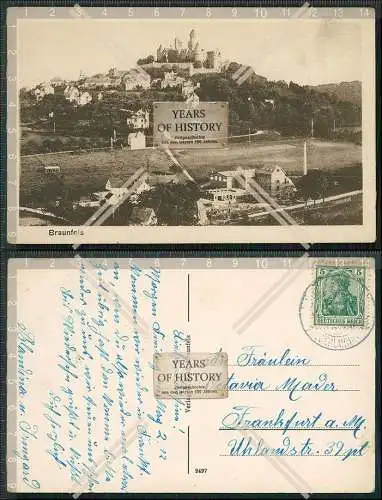 AK Braunfels an der Lahn Ansicht vom Ort und Schloss 1913 gelaufen