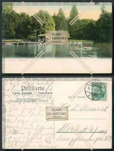 AK Kassel Hessen Aueteich Großes Bassin Bootsverleih 1908 gelaufen
