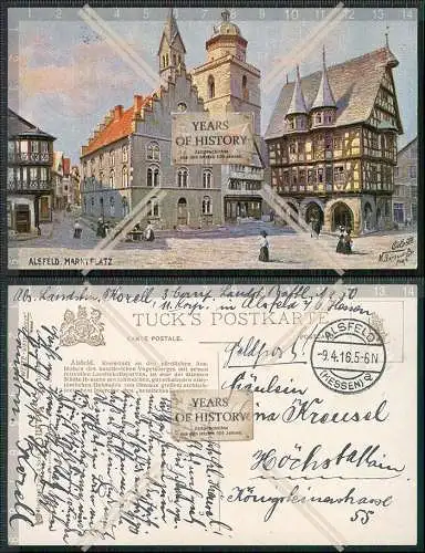 AK Alsfeld Hessen Marktplatz Rathaus Oilette Karte 1916 Feldpost gelaufen