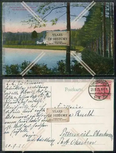 AK Darmstadt Oberwaldhaus mit Steinbrücker Teich 1921 gelaufen 