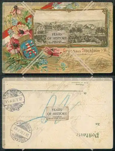 AK Präge Wappen Litho Stockheim Glauburg Hessen 1907 gelaufen