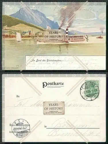 AK Litho Rheindampfer Deutscher Kaiser 1904 Koblenz gelaufen